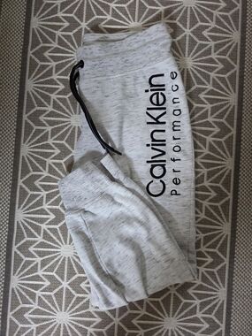 Calvin Klein Light Heather Gray Jogger Pants with Black Logo